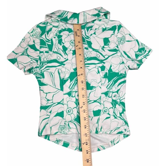 Anthropologie Maeve Ruched Floral Blouse Short Sleeve Womens Top X-Small - Picture 12 of 15